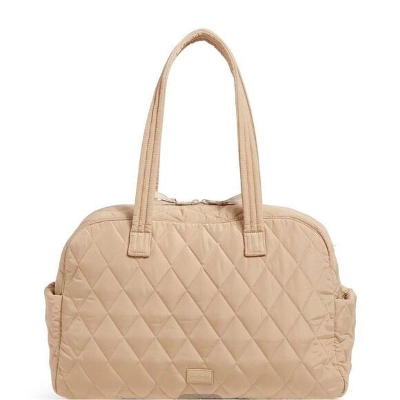 Vera Bradley Quilted Ultra light Caramel Medium Traveler Overnight Bag - Picture 1 of 7